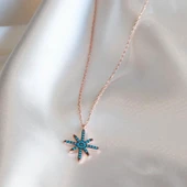 Turkuaz Taşlı Kutup Yıldızı Rose Gold Kaplama Gümüş Kolye thumbnail 1