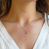 Mine İşli Mini Göz Figürlü Rose Gold Kaplama Gümüş Kolye thumbnail 2