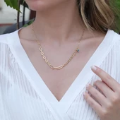 Tek Nazar Boncuklu Trend Zincirli Gold Kaplama Hallow Gümüş Kolye thumbnail 2