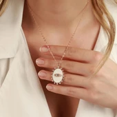 İtalyan Zincirli Mine Neon Beyaz Taşlı Göz Kolye thumbnail 2