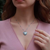 Nazar Boncuklu Mineli Kalpli Gümüş Kolye thumbnail 2