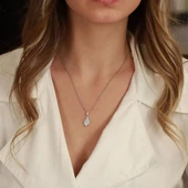 Damla Modeli Zirkon Taşlı Gümüş Kolye thumbnail 1