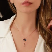 Uçan Balon Renkli Zirkon Taşlı Rose Gold Kaplama Gümüş Kolye thumbnail 1