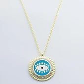 Göz Modeli Zirkon Taşlı Gold Kaplama Gümüş Kolye thumbnail 4