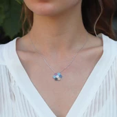 Renkli Zirkon Taşlı Çiçek Gümüş Kolye thumbnail 1