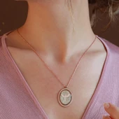 Mikail Meleği Beyaz Mine İşli Rose Gold Kaplama Gümüş Kolye thumbnail 2