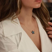 Mavi Siyah Yıldız Figürlü Zirkon Taşlı Rose Gold Kaplama Gümüş Kolye thumbnail 2