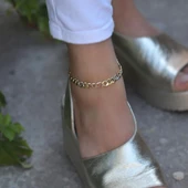 Gurmet Gold Rose ve Gold Kaplama 925 Ayar Gümüş Halhal thumbnail 2