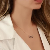 Turkuaz Taşlı Sonsuzluk Rose Gold Kaplama Gümüş Kolye thumbnail 2