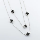 İkonik Alhambra Modeli Siyah Mine İşli Gümüş Kolye thumbnail 4