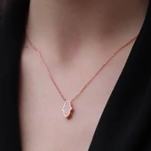 Rosegold Kaplama Çift Taraflı Fatma Ana Eli içi Zirkon Taşlı 925 Ayar Gümüş Kolye thumbnail 2