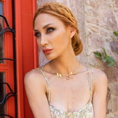 Peridot ve Ametist Taşlı Lamina Tasarım Gold Kaplama Gümüş Gerdanlık thumbnail 1