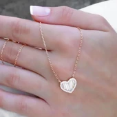 Baget Taşlı Kalp Gümüş Kolye thumbnail 2