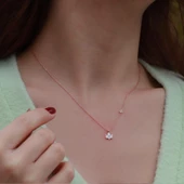 Yaprak Figürlü Zirkon Taşlı Mine İşli Rose Gold Kaplama Gümüş Kolye thumbnail 2