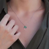 Zirkon Taşlı Palmiye Gümüş Kolye thumbnail 1