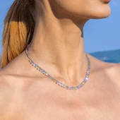 Baget Kesim Renkli Zirkon Taşlı Trend Gümüş Kolye thumbnail 3