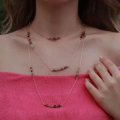 Turmalin Taşlı Dolamalı Rose Gold Gümüş Kolye thumbnail 2