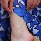 Mini Turkuaz Taşlı Figürlü Rose Gold Kaplama Gümüş Halhal thumbnail 1