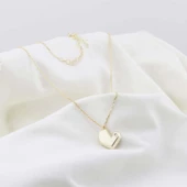 Pırlanta Taş Kalp 0.02 CT Gold Micron Kaplama Gümüş Kolye thumbnail 1