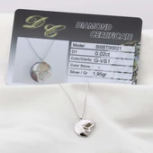 Pırlanta Taş Yarım Ay Su Perisi 0.02 CT Rodyum Micron Kaplama Gümüş Kolye thumbnail 2