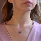 Zirkon Taşlı Güneş Rose Gold Kaplama Gümüş Kolye thumbnail 2