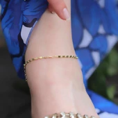 Düğme Modeli Gold Kaplama Gümüş Halhal thumbnail 1