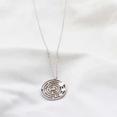 Pırlanta Taş Labirent 0.02 CT Rodyum Micron Kaplama Gümüş Kolye thumbnail 1