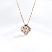 925 Ayar Gümüş Rose Elmas Montür Kolye thumbnail 1