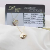 Pırlanta Taş Yarım Ay Su Perisi 0.02 CT Gold Micron Kaplama Gümüş Kolye thumbnail 2