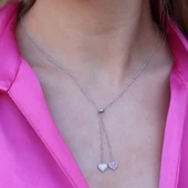 Dudak Figürlü Zirkon Taşlı Asansörlü Gümüş Kolye thumbnail 4