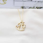 Pırlanta Taş Balık 0.02 CT Gold Micron Kaplama Gümüş Kolye thumbnail 1