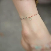 Doğal Turmalin Taşlı 925 Ayar Gümüş Halhal thumbnail 2