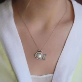 925 Ayar Gümüş Rose Kaplama Sedef Balık Kolye thumbnail 2