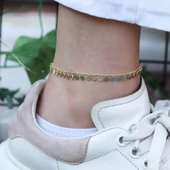 Gold Kaplama Pullu Gümüş Halhal thumbnail 1