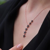 GoldRose Kaplama 6 sıra 925 Ayar Gümüş Yıldız Kolye thumbnail 1