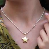 Gold Kaplama Yıldız Gümüş Kolye thumbnail 1