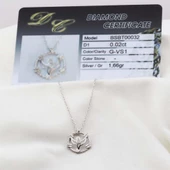 Pırlanta Taş Peri 0.02 CT Rodyum Micron Kaplama Gümüş Kolye thumbnail 2