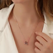 Daldaki Kuşlar Renkli Zirkon Taşlı Gümüş Kolye thumbnail 1