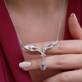 Prenses Model Zirkon Taşlı Gümüş Kolye thumbnail 2