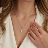 Damla Modeli Zirkon Taşlı Gümüş Kolye thumbnail 3