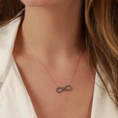 Turkuaz Taşlı Sonsuzluk Rose Gold Kaplama Gümüş Kolye thumbnail 3