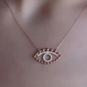 Rose Kaplama 925 Ayar Gümüş Zirkon Taşlı Göz Sembollü Kolye thumbnail 2