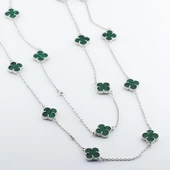 İkonik Alhambra Modeli Yeşil Mine İşli Çift Dolamalı Gümüş Kolye thumbnail 4