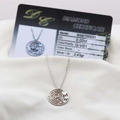 Pırlanta Taş Labirent 0.02 CT Rodyum Micron Kaplama Gümüş Kolye thumbnail 2