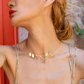 Peridot ve Ametist Taşlı Lamina Tasarım Gold Kaplama Gümüş Gerdanlık thumbnail 4