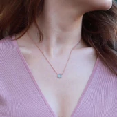 Nazar Boncuklu Zirkon Taşlı Rose Gold Kaplama Gümüş Kolye thumbnail 1