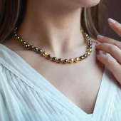 Hematit Taşlı Gold Kaplama Gümüş Kolye thumbnail 2