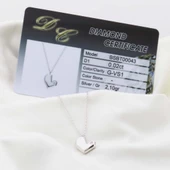 Pırlanta Taş Kalp 0.02 CT Rodyum Micron Kaplama Gümüş Kolye thumbnail 2