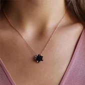 Oniks Taşlı Rose Gold Kaplama Gümüş Kolye thumbnail 2