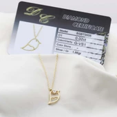 Pırlanta Taş Serçe 0.02 CT Gold Micron Kaplama Gümüş Kolye thumbnail 2